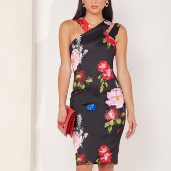 Ted Baker London Dresses & Skirts - Ted Baker London Floral Strappy Form Fitting Dress